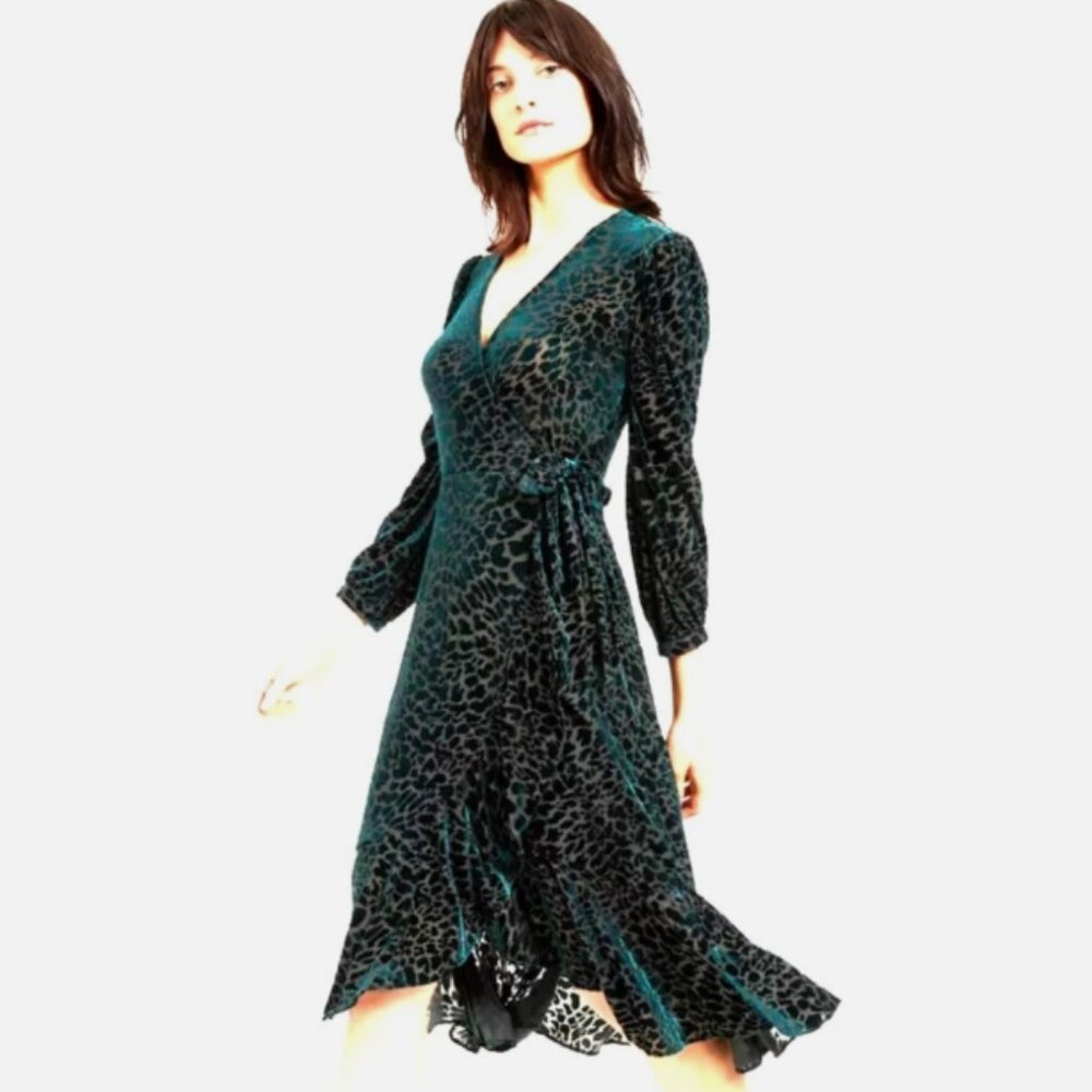 NWT Calvin Klein Green Velvet Midi Dress Size 4